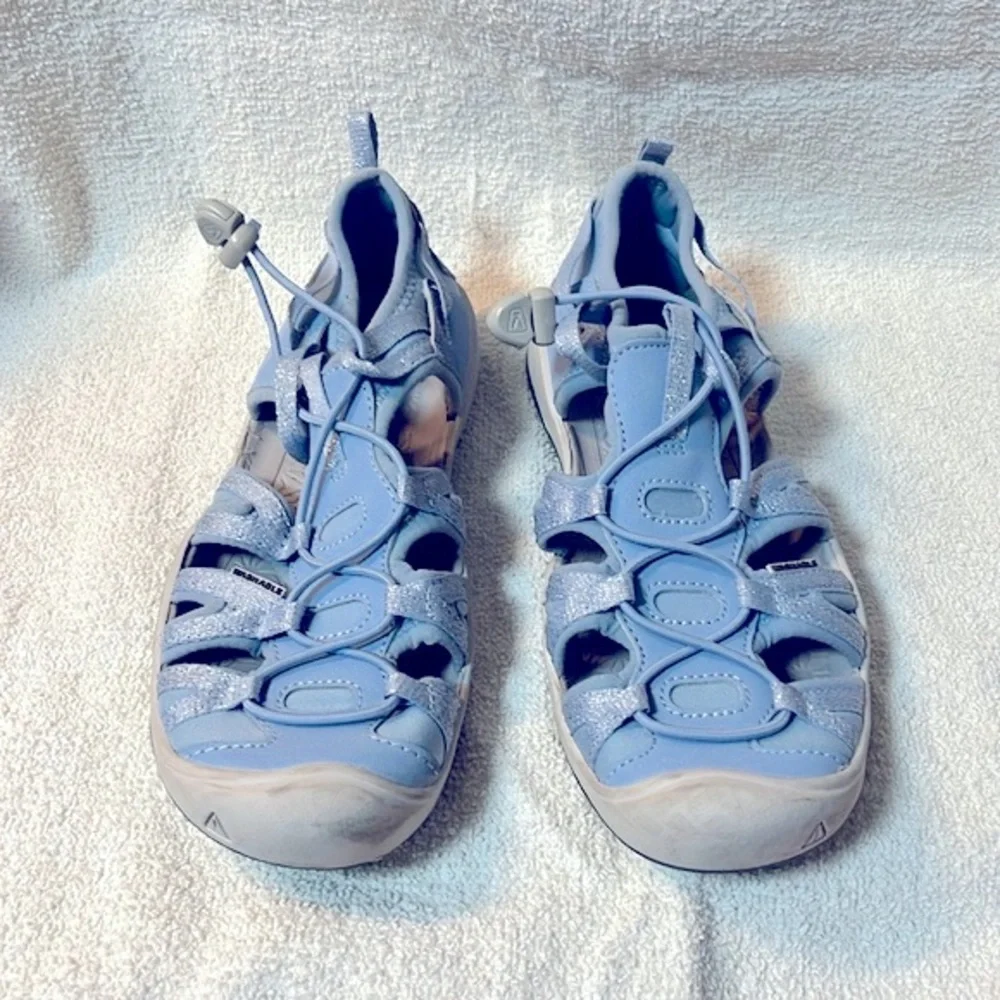 NWOT Keen girls Seacamp ll baby blue glitter sandals in size 3